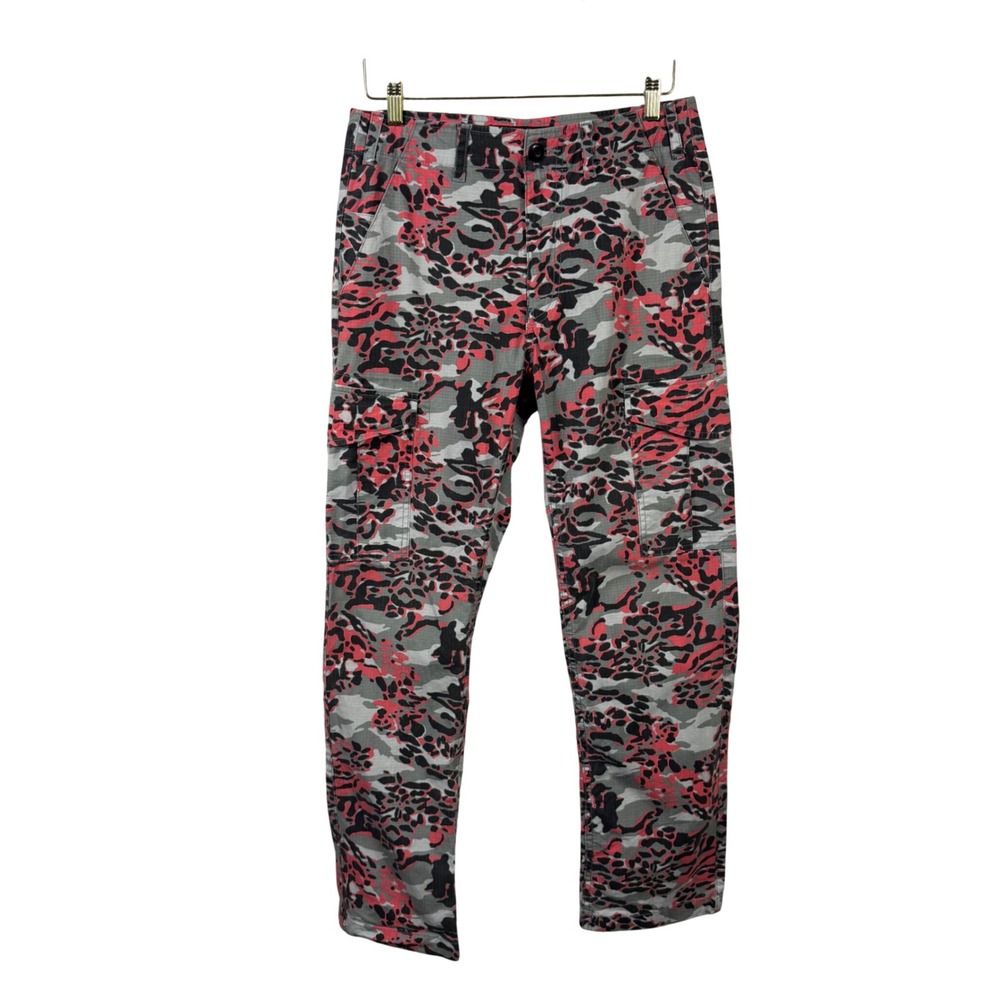 DGK Mens Red Grey Leopard Camo Ripstop Cargo Pants Streetwear‎ Skate Trousers 28